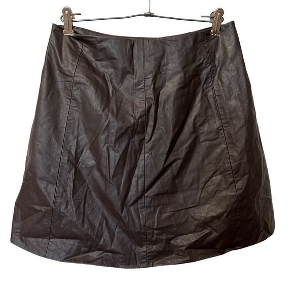 Zara S brown faux leather mini skirt snap closure small women’s EUC wrap - Picture 6 of 6